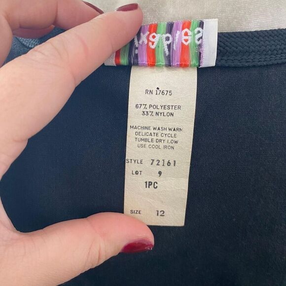 Early 2000's Black Open Front Witchy Whimsygoth Velvet Vest Top L / 12 - Picture 8 of 8